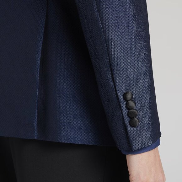 Egara Slim Fit Navy Diamond Jacquard Dinner Tuxedo Jacket 38R - Picture 4 of 5